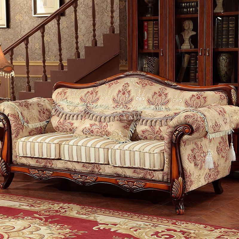 Modern Cotton Blend Rolled Arm Curved Sofa with Camel Back for Apartment Clearhalo 'furn' 'furn_sofas' 'Furniture' 'furniture_sofas' 'Living Room Furniture' 'Sofa' 'sofas' 1200x1200_e9a53130-d1f8-4346-84ec-fda6878422cd