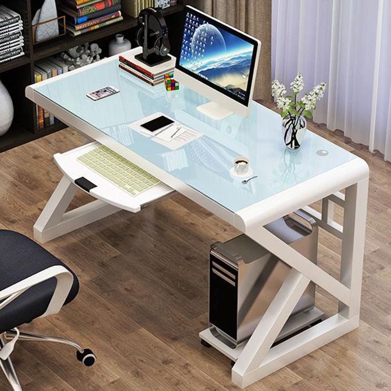 Scrivania moderna scrivania vetro rettangolare da ufficio rettangolare, alto 29,53 "