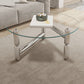 Glass Top Steel Coffee Table Round Minimalist Modern Coffee Table Clearhalo 'Coffee & Accent Tables' 'Coffee Tables' 'coffee_tables' 'furn' 'furn_coffee_tables' 'Furniture' 'Living Room Furniture' 1200x1200_e9a60b29-5362-4120-879b-5c595f63fcdf