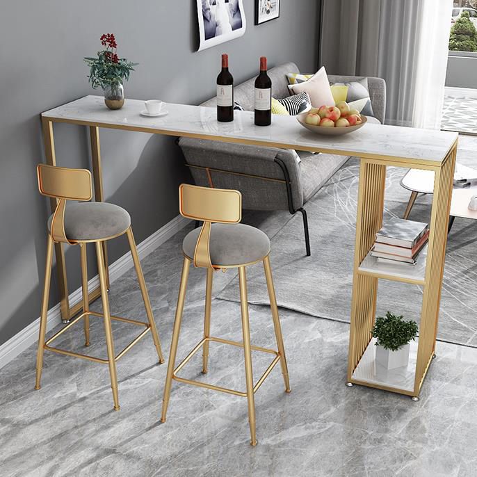 Industrial Iron Bar Table Faux Marble White Rectangle Top 41.3"H Bistro Table Clearhalo 'Bar Furniture' 'Bar Tables' 'bar_tables' 'furn' 'furn_bar_tables' 'Furniture' 'furniture_bar_tables' 'Kitchen & Dining Furniture' 1200x1200_e9a8533f-ef1b-4531-99eb-26c2826e6111