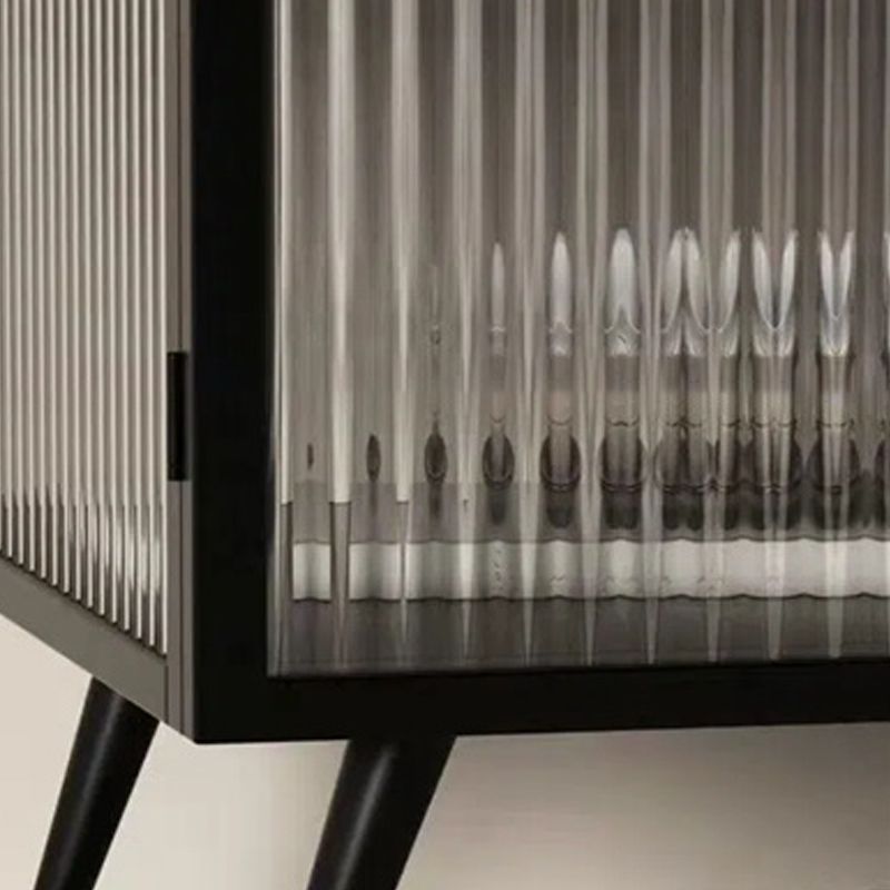 Moderner unteres Regal Nachttisch Metall Nachttschrank mit Glastür für Schlafzimmer