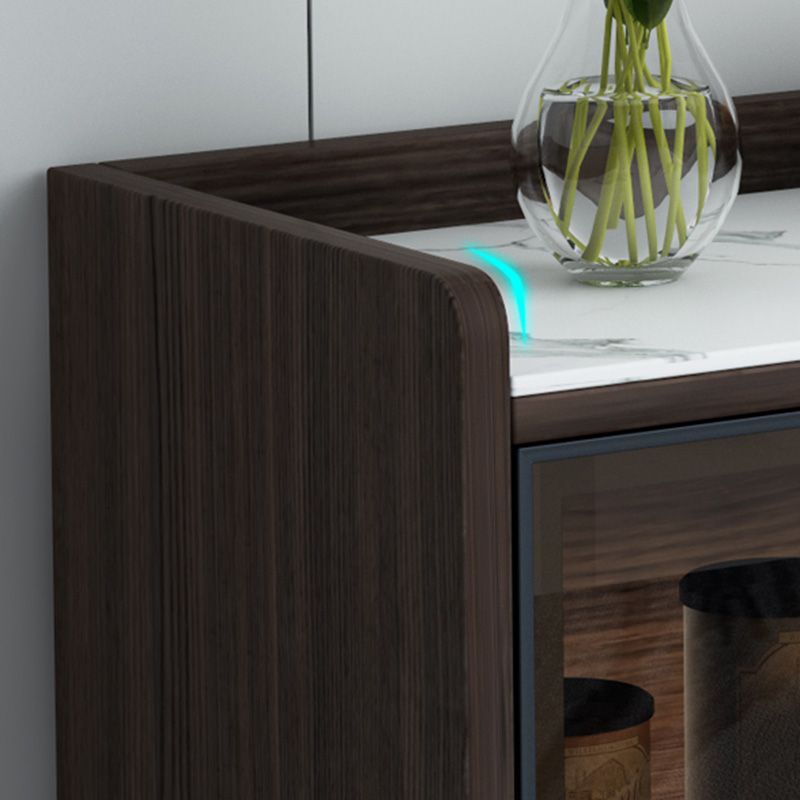 Glam Cabinets Buffet Stand 3 Drawers Glass Doors Buffet Sideboard Clearhalo 'buffet_sideboard' 'Buffets & Sideboards' 'furn' 'furn_buffet_sideboard' 'Furniture' 'Kitchen & Dining Furniture' 1200x1200_e9a9e24f-ed51-4188-a966-73595d5554d8