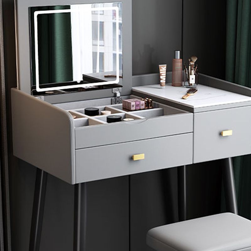 Flip Vanity in marmo singolo con sgabello imbottito Specchio a specchio da vanità