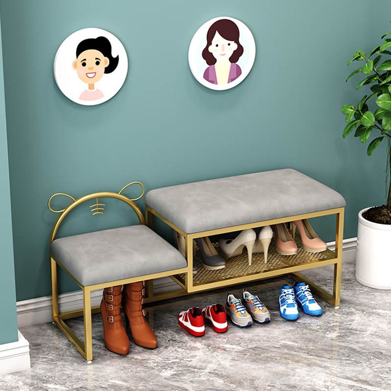 Glam Metal Entryway Bench Cushioned Rectangle Shoe Storage Seating Bench Clearhalo 'Benches' 'Chairs & Seating' 'furn' 'furn_benches' 'Furniture' 'Living Room Furniture' 1200x1200_e9aa94e5-0a45-4f85-a6c3-575975e37a76
