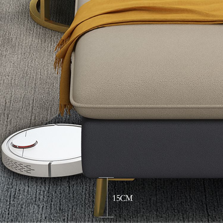 Contemporary Recessed Arm Sofa with Pillows Back and Golden Legs Clearhalo 'furn' 'furn_sectionals' 'Furniture' 'furniture_sectionals' 'kitchen' 'kitchen_sectionals' 'Living Room Furniture' 'Sectionals' 1200x1200_e9acc146-6b90-4cc1-9510-840117541bb1