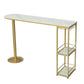 Glam White Stone Bar Dining Table Gold Double Pedestal Bistro Table with Shelve Clearhalo 'Bar Furniture' 'Bar Tables' 'bar_tables' 'furn' 'furn_bar_tables' 'Furniture' 'furniture_bar_tables' 'Kitchen & Dining Furniture' 'kitchen&dining_furn' 'kitchen' 1200x1200_e9acfbf2-0e8e-4aa0-9f70-f54751797511