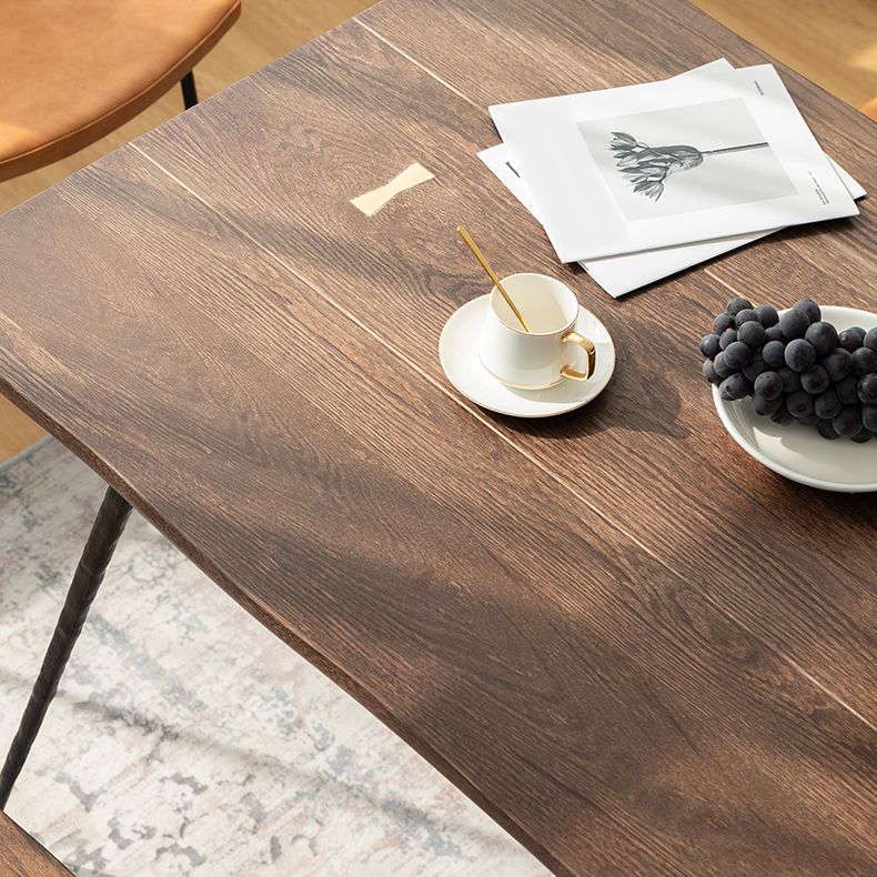 Glam Style Oak Wood Dining Table 4 Legs Table for Living Room Clearhalo 'Dining Tables & Seating' 'Dining Tables' 'dining_table' 'furn' 'furn_dining_table' 'Furniture' 'Kitchen & Dining Furniture' 1200x1200_e9b1e790-0ae8-475d-b2e8-9dd944047072