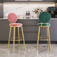 Nordic Armless Backrest Counter Stool Iron Kitchen Bar Stool with Velvet Cushion and Pedal Clearhalo 'Bar Furniture' 'Bar Stools' 'bar_stools' 'furn' 'furn_bar_stools' 'Furniture' 'furniture_bar_stools' 'Kitchen & Dining Furniture' 1200x1200_e9b381b8-926f-4e7c-b087-2b9ff9a941a4