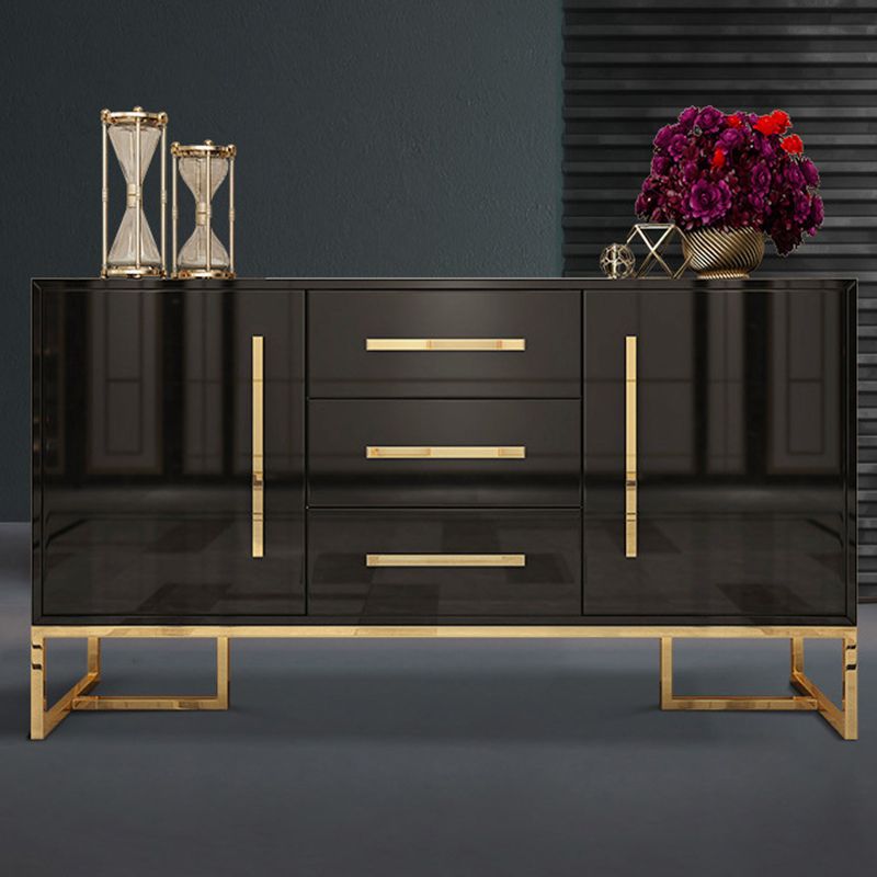 Glam Sideboard Buffet 3 Drawers and 2 Doors Cabinets Matte High Gloss Sideboard Clearhalo 'buffet_sideboard' 'Buffets & Sideboards' 'furn' 'furn_buffet_sideboard' 'Furniture' 'Kitchen & Dining Furniture' 1200x1200_e9b3d344-2e63-4a80-89b3-855b4f69318f
