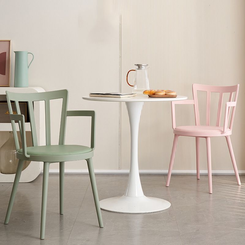 Modern Dining Chairs Arm Dining Chair with Plastic Legs for Kitchen