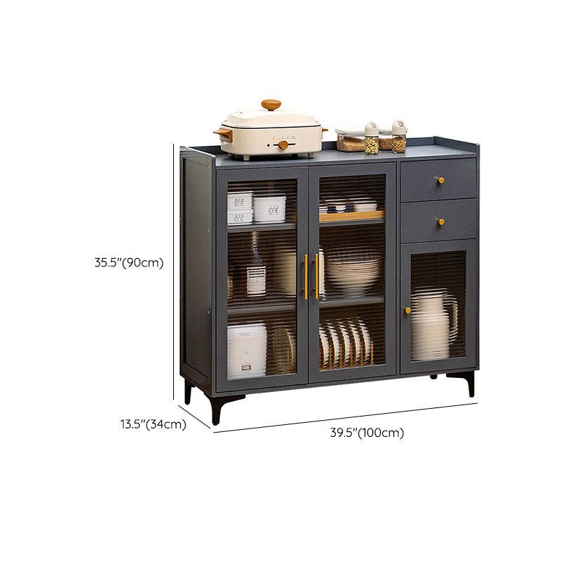 Modern Style Dining Server Acrylic Doors Dining Server in Gray Clearhalo 'buffet_sideboard' 'Buffets & Sideboards' 'furn' 'furn_buffet_sideboard' 'Furniture' 'Kitchen & Dining Furniture' 1200x1200_e9b9b04d-ce2c-49ef-bde9-635c420032f4