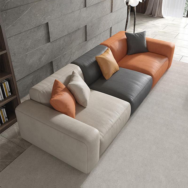 Contemporary Cushions Standard Seating Square Arm Sofa with Pillows