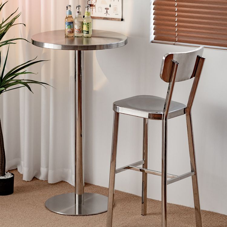 Metal Industrial Round Dining Table Steel Top Table with Pedestal Base Clearhalo 'Dining Tables & Seating' 'Dining Tables' 'dining_table' 'furn' 'furn_dining_table' 'Furniture' 'furniture_dining_table' 'Kitchen & Dining Furniture' 1200x1200_e9be9aef-8c73-46c0-8cba-e9163e404259