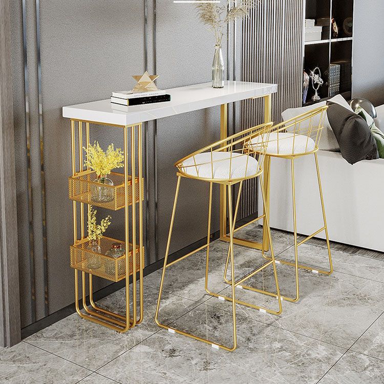 Glam Style 1/3 Pieces Bar Table Set Rectangle Stone Counter Table with Stools for Cafe Clearhalo 'Bar Furniture' 'furn' 'furn_home_bar_bar_sets' 'Furniture' 'Home Bars & Bar Sets' 'home_bar_bar_sets' 'Kitchen & Dining Furniture' 1200x1200_e9bf9eeb-f3ff-4b67-bb01-b1d919c4428b