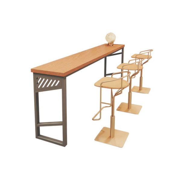 Industrial Rectangle Bistro Bar Desk Solid Wood Bistro Table with Double Pedestal Clearhalo 'Bar Furniture' 'Bar Tables' 'bar_tables' 'furn' 'furn_bar_tables' 'Furniture' 'Kitchen & Dining Furniture' 1200x1200_e9c1d385-00f7-49e0-ae7e-79d98a95aadc