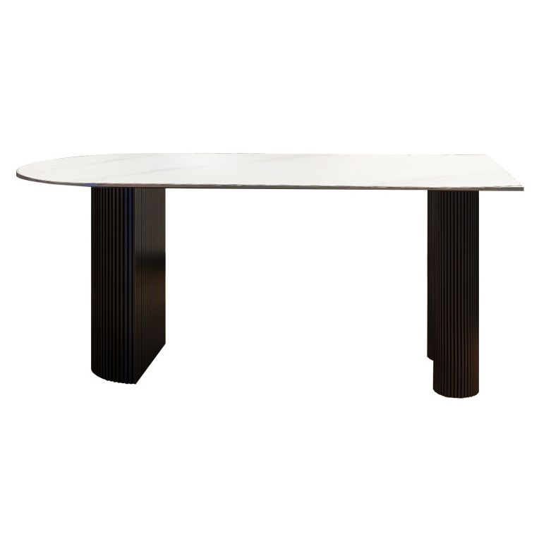 Modern Style Sintered Stone Dinner Room Kitchen Table White Table with Wooden Base Clearhalo ' dining_table' 'Dining Tables & Seating' 'Dining Tables' 'furn' 'furn_dining_table' 'Furniture' 'furniture_dining_table' 'Kitchen & Dining Furniture' 'kitchen&dining_furn' 'kitchen' 'kitchen_dining_table' 1200x1200_e9c2abad-8399-46b6-958e-655f011ad243