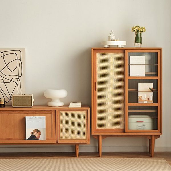 Glijdende glazen deur houten biefbord moderne serverkast met opslag voor eetkamer