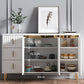Glam Style Stone Sideboard Buffet Dining Room 34"H 3-Drawers Buffet Server in White Clearhalo 'buffet_sideboard' 'Buffets & Sideboards' 'furn' 'furn_buffet_sideboard' 'Furniture' 'Kitchen & Dining Furniture' 1200x1200_e9c399aa-508c-4827-afc9-675c27017570