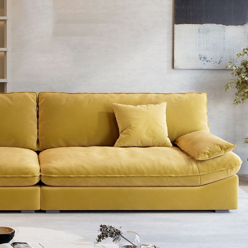 Divano a braccio top cuscino contemporaneo di divano colpido cucito in giallo