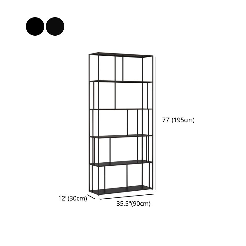 76.77"H Bookshelf Contemporary Style Open Back Black Bookcase for Home Office Clearhalo 'Bookcases' 'furn' 'furn_bookcases' 'Furniture' 'furniture_bookcases' 'Office Furniture' 1200x1200_e9c7b194-f266-42c6-a30a-a0fc5ec0bdd3