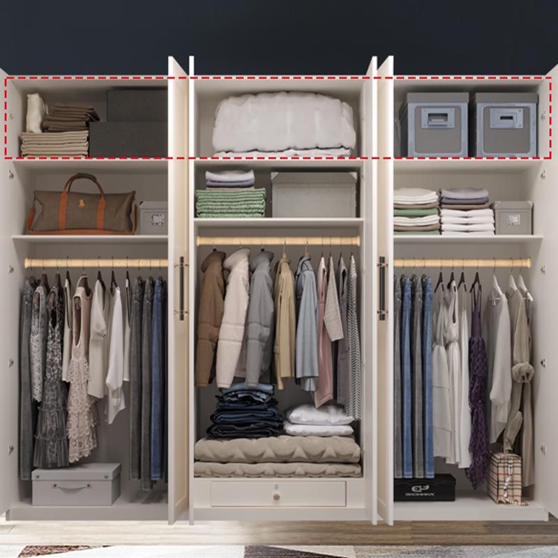 White Wood Wardrobe Cabinet With Drawers and Clothes Hanging Rod Storage Armoire Clearhalo 'Armoires & Wardrobes' 'armoires_wardrobes' 'Bedroom Furniture' 'furn' 'furn_armoires_wardrobes' 'Furniture' 1200x1200_e9c8afa3-4dcf-40e4-9cca-49f192c09edf