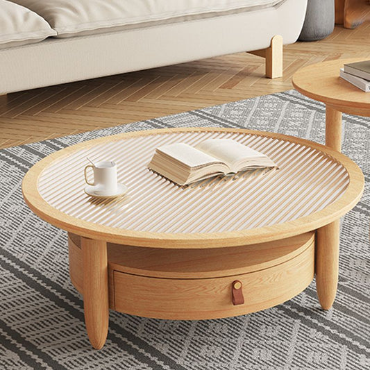 Contemporary Coffee Table Set Round Coffee Cocktail Table with Drawer