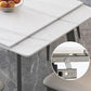 Modern White Rectangular Stone Dining Table with 4 Steel Foot