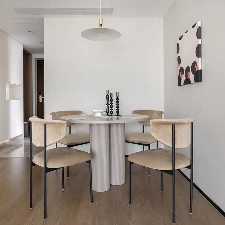 Contemporary Kitchen Black Dining Side Chair Metal Opening Back Dining Side Chair Clearhalo ' kitchen&dining_furn' 'Dining Chairs' 'Dining Tables & Seating' 'dining_chair' 'furn' 'furn_dining_chair' 'Furniture' 'furniture_dining_chair' 'Kitchen & Dining Furniture' 'kitchen' 1200x1200_e9ca3b37-a53a-4985-ae84-73eee3e866ac