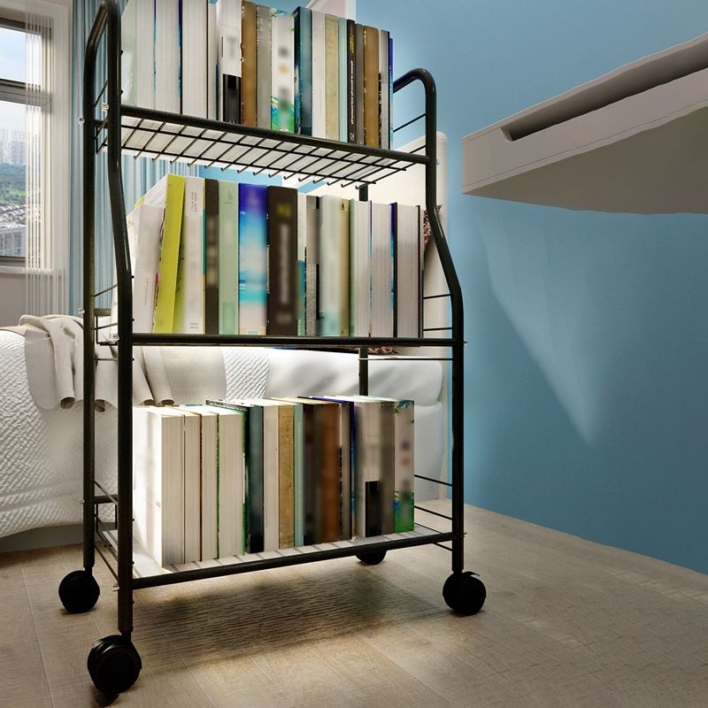 Industrial Style Steel Bookshelf Open Shelf Bookcase with Caster Wheels Clearhalo 'Bookcases' 'furn' 'furn_bookcases' 'Furniture' 'furniture_bookcases' 'kitchen' 'kitchen_bookcases' 'Living Room Furniture' 'Office Furniture' 1200x1200_e9ca6403-14d0-4ce3-b4d2-2d1a1c10b9ce