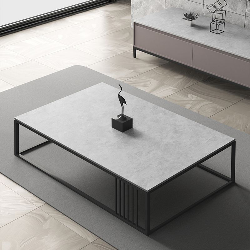 Enkele salontafel leisteen rechthoekige koffiecocktailtafel licht grijs