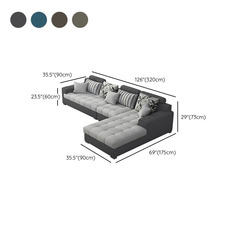 Slipcovered Square Arm Sectional Modern Fabric 4-seater Sectional Clearhalo 'furn' 'furn_sectionals' 'Furniture' 'Living Room Furniture' 'Sectionals' 1200x1200_e9cd7921-6d1f-4d5b-bcd5-dd428ffab1ab