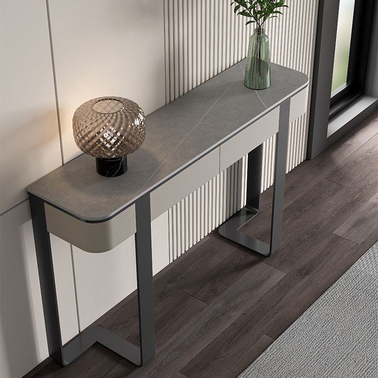 Tavolo di accento di mezza luna di pietra moderna da 33,46 "tavolo da console alta per Hall