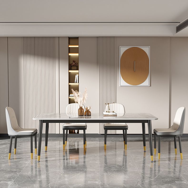 Glam Style Rectangle Dining Table Stone Top Dining Room Table Clearhalo 'Dining Tables & Seating' 'Dining Tables' 'dining_table' 'furn' 'furn_dining_table' 'Furniture' 'Kitchen & Dining Furniture' 1200x1200_e9ce765a-5c6d-47a1-a3d4-7c1c1fa8d444