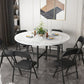 Modern Foldable Dining Table Round Wood Tabletop with Metal Legs