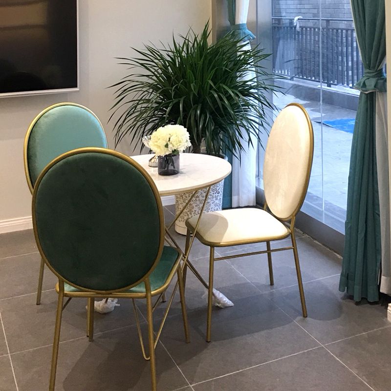 Glam Style Metal Side Chair Matte Finish Solid Back Dining Chair for Home Use Clearhalo ' kitchen&dining_furn' 'Dining Chairs' 'Dining Tables & Seating' 'dining_chair' 'furn' 'furn_dining_chair' 'Furniture' 'furniture_dining_chair' 'Kitchen & Dining Furniture' 'kitchen' 1200x1200_e9cfcf0a-1ffd-4eda-bf2d-5a1399c9f145