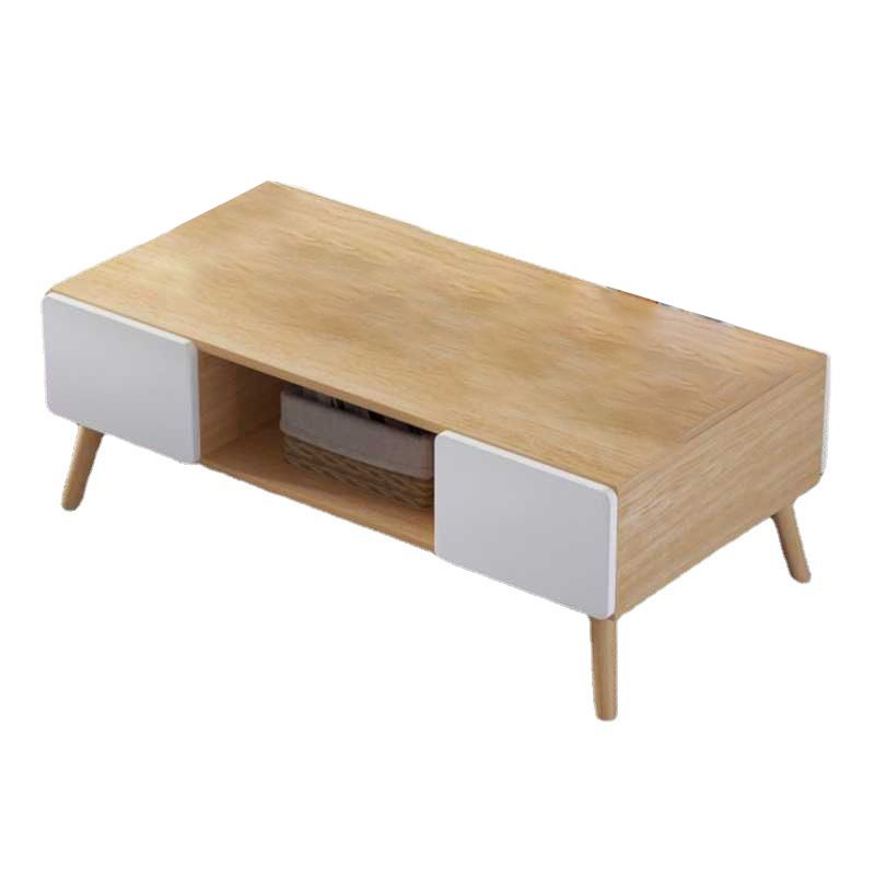 Modern Rectangle Wooden Coffee Table 4 Legs Cocktail Table with Storage Clearhalo 'Coffee & Accent Tables' 'Coffee Tables' 'coffee_tables' 'furn' 'furn_coffee_tables' 'Furniture' 'Living Room Furniture' 1200x1200_e9cff356-c38d-477d-ad87-cb4b37bc672d