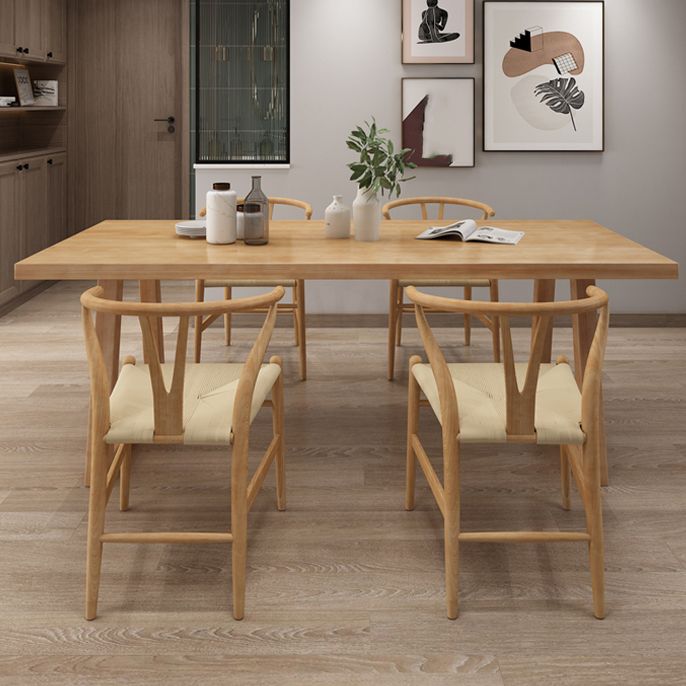Modern Kitchen Solid Wood Dining Table Rectangle Shape Dining Table with Double Pedestal Clearhalo ' dining_table' 'Dining Tables & Seating' 'Dining Tables' 'Furniture' 'furniture_dining_table' 'Kitchen & Dining Furniture' 'kitchen&dining_furn' 'kitchen' 'kitchen_dining_table' 1200x1200_e9d1a873-e641-477e-a076-a031f794f9ca