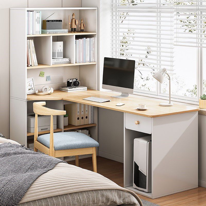 Modern Corner Writing Desk Manufactured Wood Desk With Bookshelf,47.2"L x 23.6"W Clearhalo 'furn' 'furn_office_desk' 'Furniture' 'Office Desks' 'Office Furniture' 'office_desk' 1200x1200_e9d443fb-2130-4d9e-9124-a9bdaa655c30