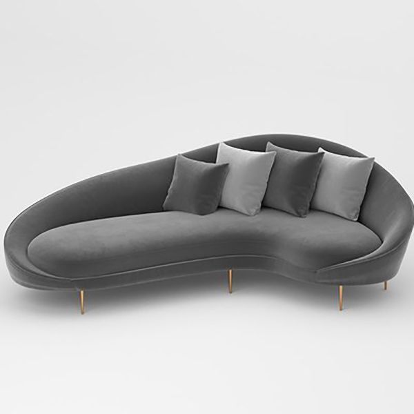 Solid Color Curved Loveseat Stain Resistant Sloped Arms Sofa