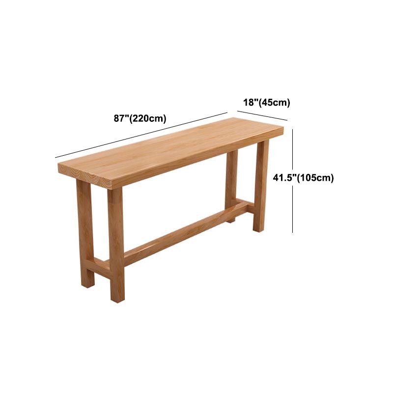 Solid Wood Trestle Cocktail Bar Table Modern Footrest Pub Height Dining Table in Natural Clearhalo 'Bar Furniture' 'Bar Tables' 'bar_tables' 'furn' 'furn_bar_tables' 'Furniture' 'Kitchen & Dining Furniture' 1200x1200_e9d53c5a-2d37-470f-b9a5-73d141eec44e