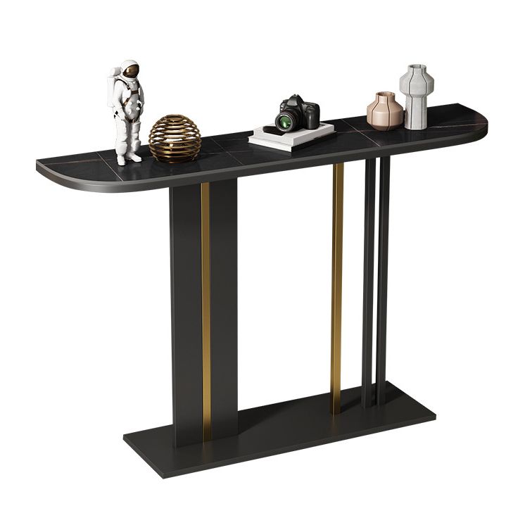 Modern 31.5" Tall Console Table Stone Abstract Base Accent Table for Hall