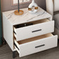 Modern Nightstand Stone Accent Table Nightstand with 2 Drawers Clearhalo 'Bedroom Furniture' 'furn' 'furn_night_stand' 'Furniture' 'night_stand' 'Nightstands' 1200x1200_e9d730f8-d020-4142-a139-a0b5356af058