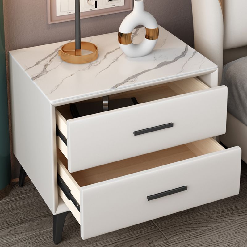 Modern Nightstand Stone Accent Table Nightstand with 2 Drawers Clearhalo 'Bedroom Furniture' 'furn' 'furn_night_stand' 'Furniture' 'night_stand' 'Nightstands' 1200x1200_e9d730f8-d020-4142-a139-a0b5356af058