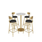 Mesa de comedor de bar de mármol sintético, mesa de vino con base de pedestal de metal
