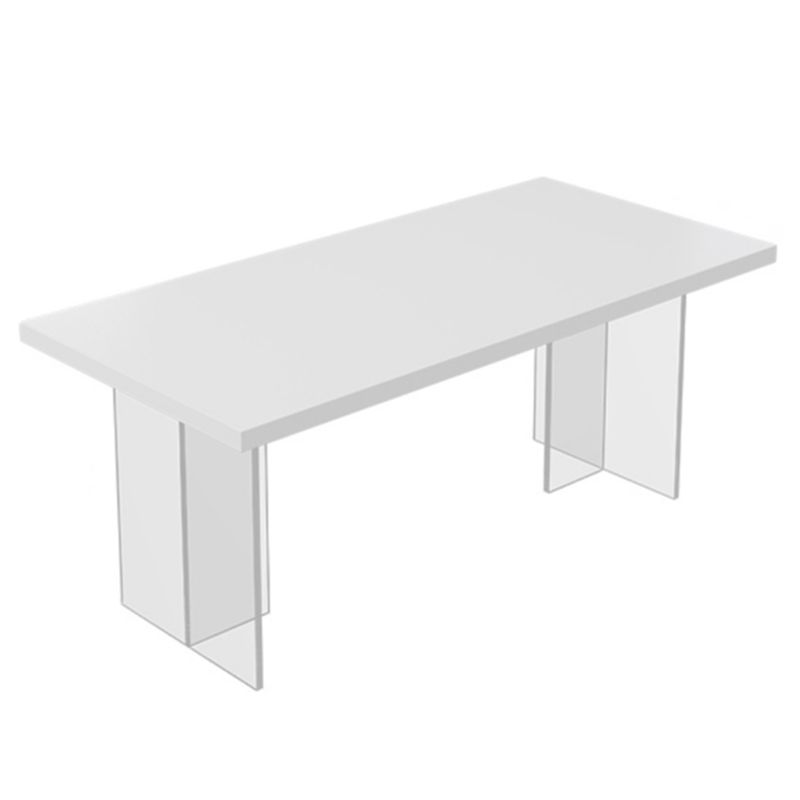 Acrylic Base Dinette Set 1/4/5 Pcs Modern Rectangle Dining Table Set in White
