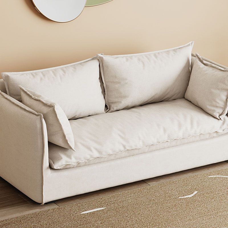 White Stationary Sofa Modern Square Arm Sofa for Living Room