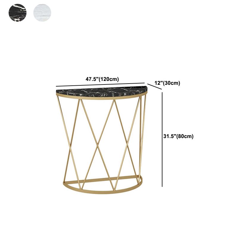 Glam Iron Sofa Table Scratch Resistant Frame Half Moon Stain Resistant Console Table Clearhalo 'Console Tables' 'console_tables' 'Entry & Mudroom Furniture' 'furn' 'furn_console_tables' 'Furniture' 1200x1200_e9dae0d3-d121-4ad6-9360-b308e5715e5e