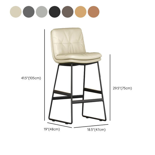 Faux Leather Bar Stools Industrial Metal Patio Bar Stool with Black Legs