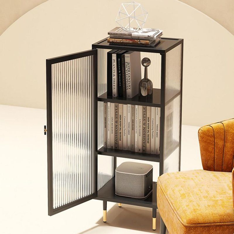 Contemporary Curio Cabinet Glass Doors Metal Storage Cabinet for Living Room