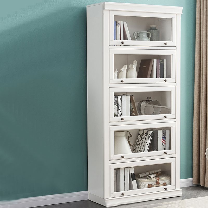 Libreria moderna di stoccaggio chiuso da 12,5 "W White Wohi Legno scaffale con porte di vetro